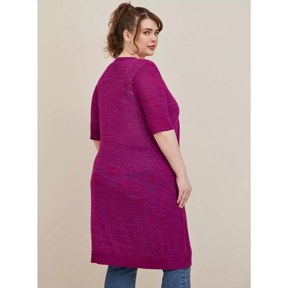 Torrid Space Dye Duster V-Neck Button Front Sweater Long Cardigan Plus Size 3 3X - Picture 11 of 12